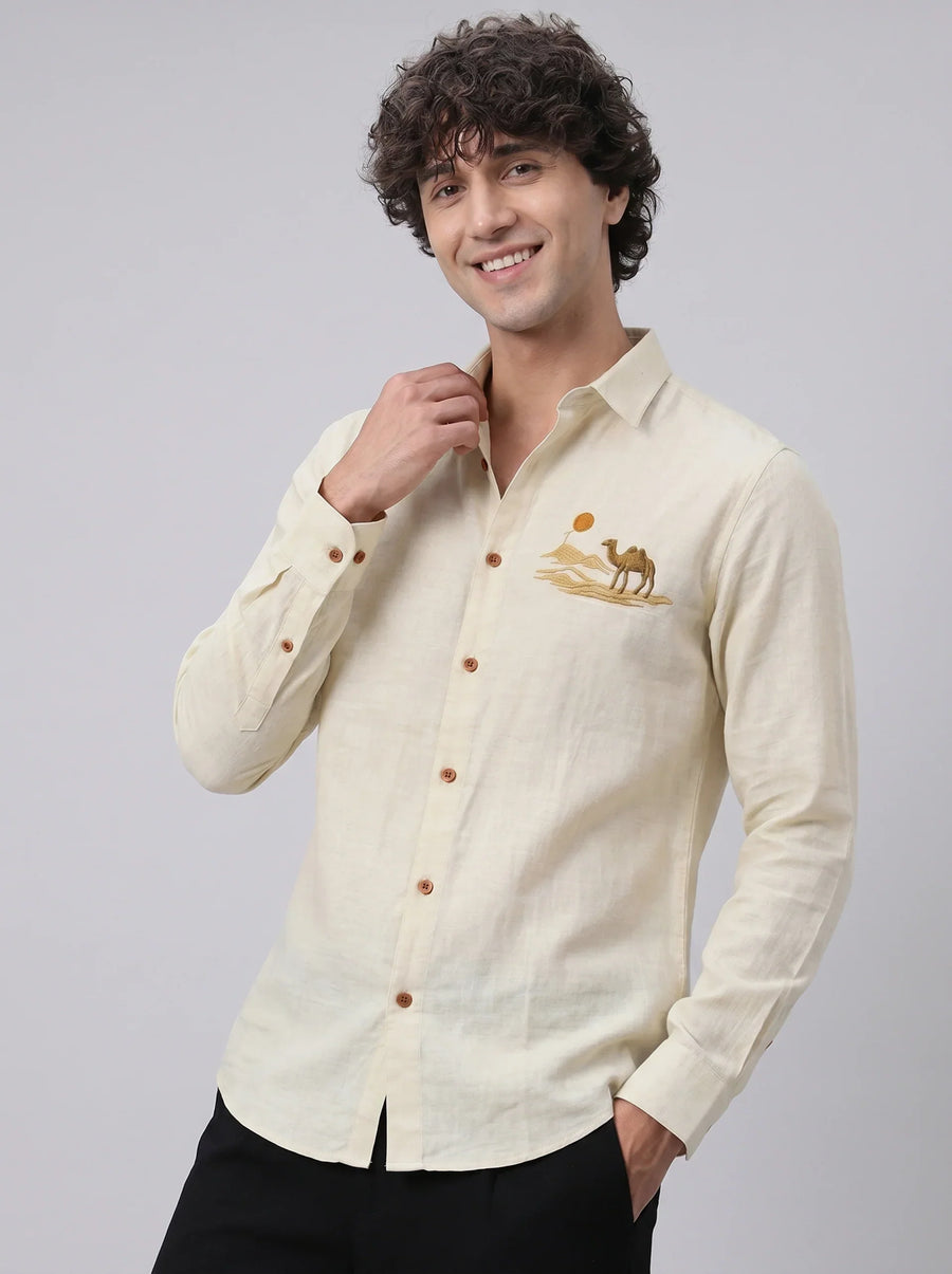 Desert Dune Premium Beige Embroidered Shirt