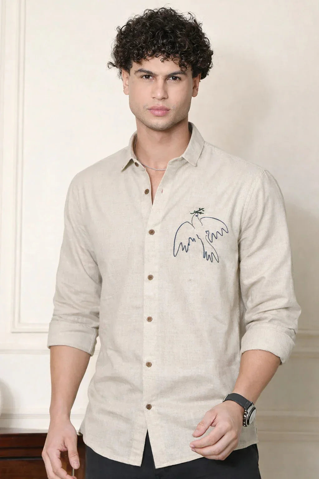Men Regular Fit Floral Print Spread Collar Casual Shirt