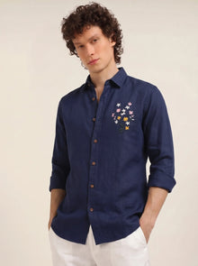 Midnight Bloom Premium Embroidery Shirt