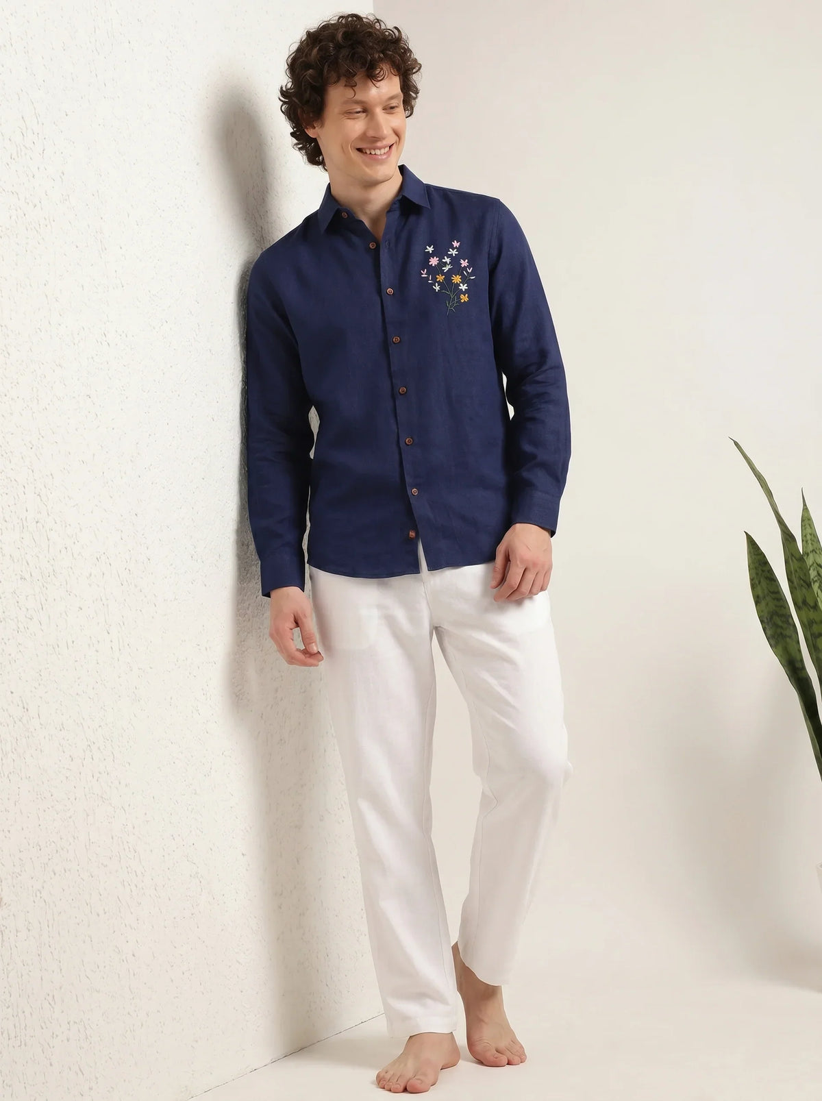 Midnight Bloom Premium Embroidery Shirt