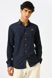 Wilderness House Regular Fit Navy Embroidered Shirt