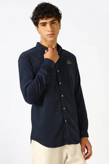 Wilderness House Regular Fit Navy Embroidered Shirt