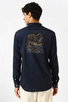 Wilderness House Regular Fit Navy Embroidered Shirt