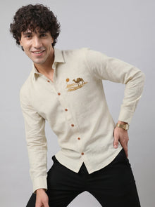 Desert Dune Premium Beige Embroidered Shirt