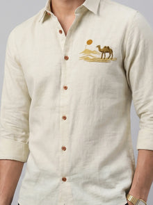 Desert Dune Premium Beige Embroidered Shirt