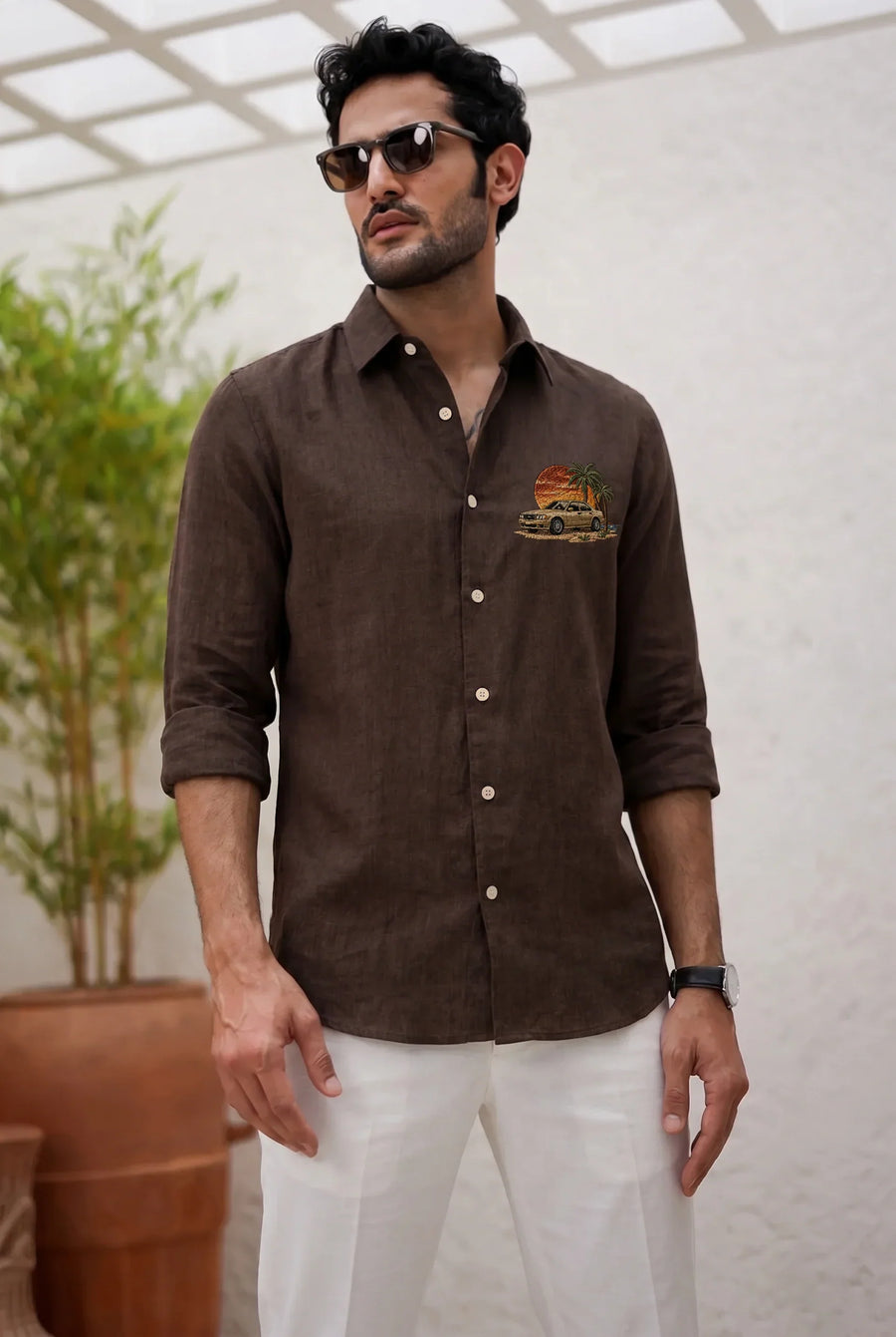 Sunset Drive Premium embroidered-shirt