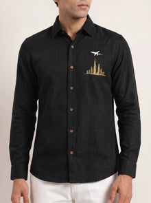 Men’s Designer Black Shirt – Slim Fit Cotton