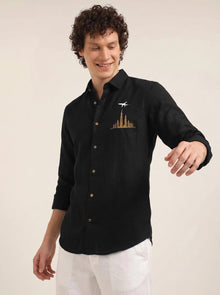 Men’s Designer Black Shirt – Slim Fit Cotton