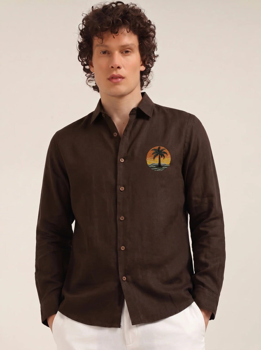 Earthwood Premium Brown Embroidered Shirt