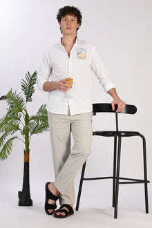 Arctic Wanderlust Cotton Regular Fit White Embroidered Shirt