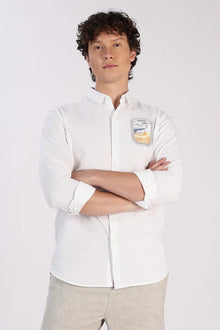 Arctic Wanderlust Cotton Regular Fit White Embroidered Shirt