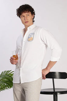 Arctic Wanderlust Cotton Regular Fit White Embroidered Shirt