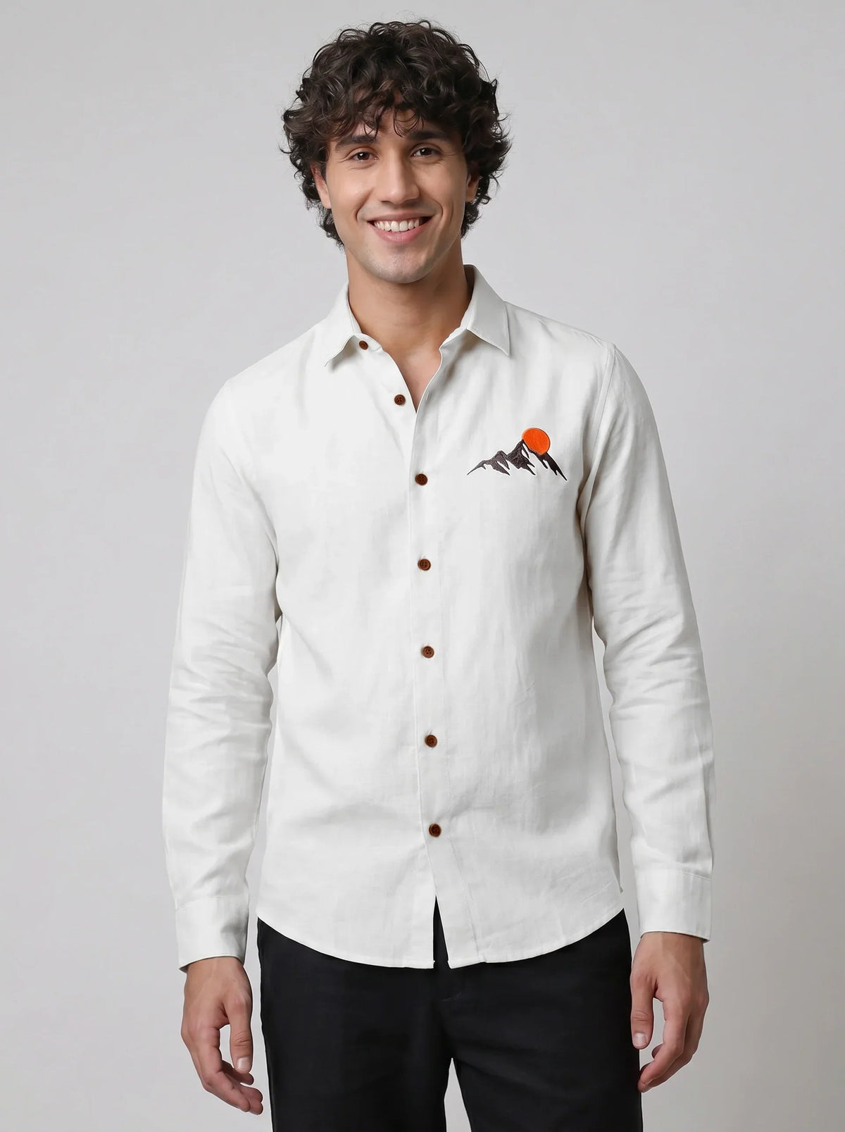 Alpine Sunset Premium White Embroidered Shirt