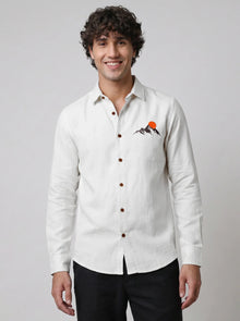 Alpine Sunset Premium White Embroidered Shirt