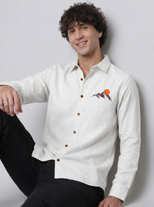 Alpine Sunset Premium White Embroidered Shirt