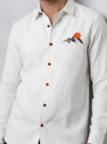 Alpine Sunset Premium White Embroidered Shirt