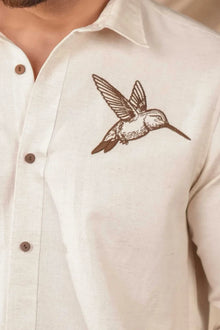 PERCH Men Slim Fit Printed Spread Collar Casual Shirt