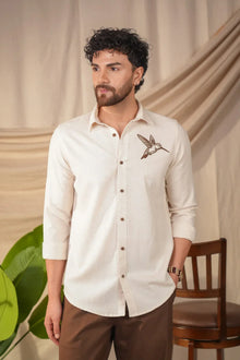 PERCH Men Slim Fit Printed Spread Collar Casual Shirt