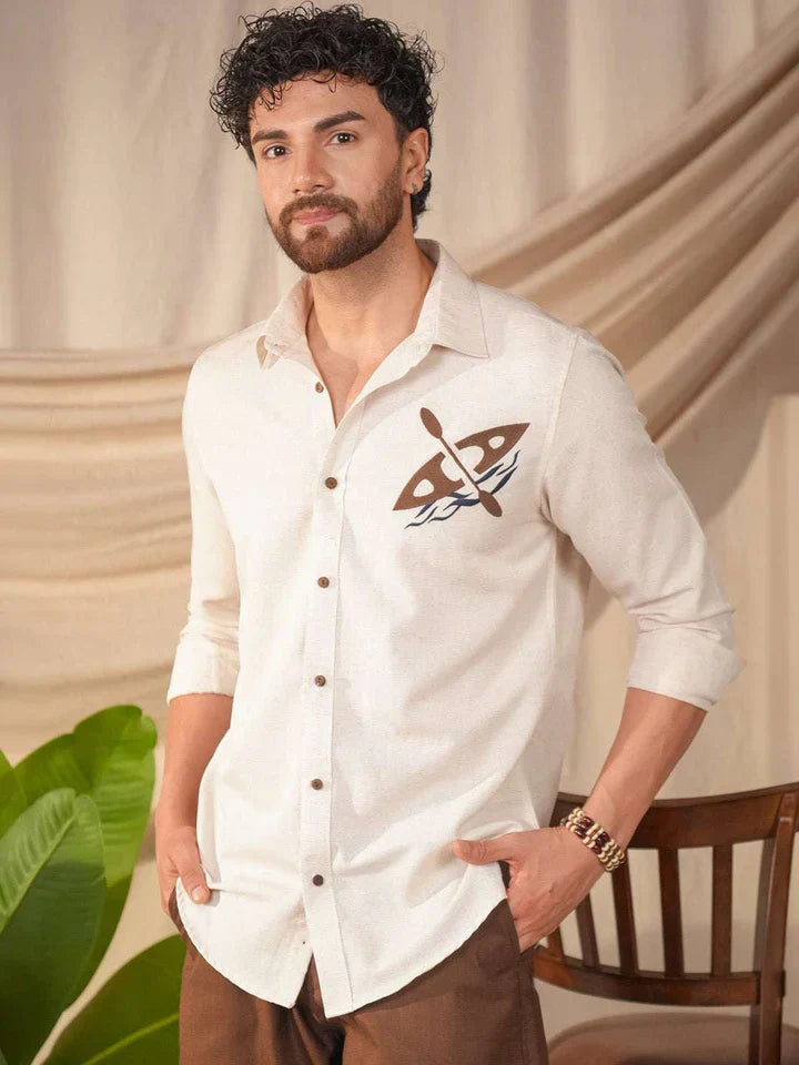 Light Blue Solid Cotton Slim Fit Shirt