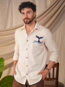 Beige Natural Grains Solid Linen Cotton Slim Fit Shirt