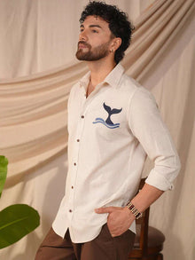 Beige Natural Grains Solid Linen Cotton Slim Fit Shirt