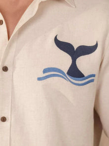 Beige Natural Grains Solid Linen Cotton Slim Fit Shirt