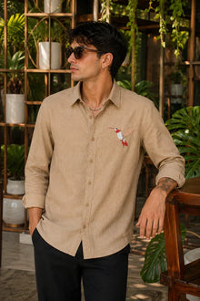 Sand Riviera Hummingbird Embroidered Shirt