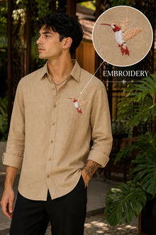 Sand Riviera Hummingbird Embroidered Shirt