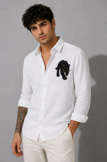 Midnight Panther Embroidered Shirt