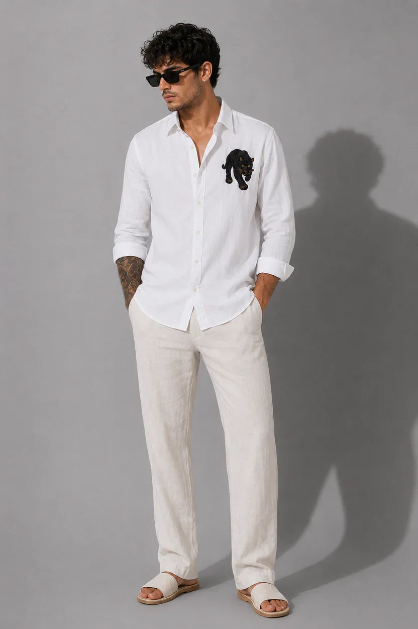 Midnight Panther Embroidered Shirt