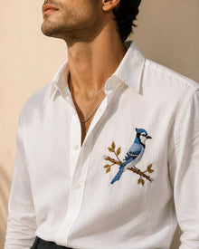 Blue Sparrow White Linen Shirt.