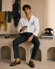 Blue Sparrow White Linen Shirt.