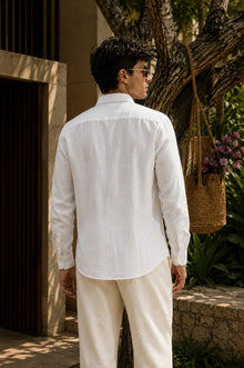 Blue Sparrow White Linen Shirt.