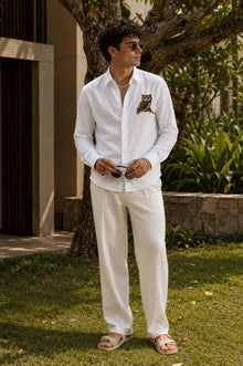 Royal Owl White Linen Shirt.