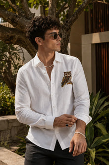 Royal Owl White Linen Shirt.
