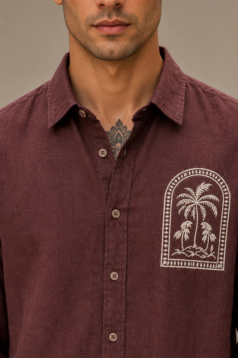 Oasis Maroon Linen Shirt