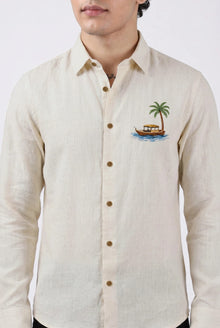 Island Breeze Premium Beige Embroidered Shirt