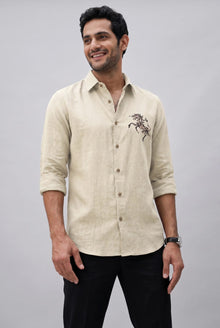 Ivory Stallion Premium Embroidered Shirt