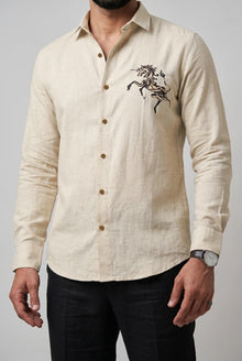 Ivory Stallion Premium Embroidered Shirt