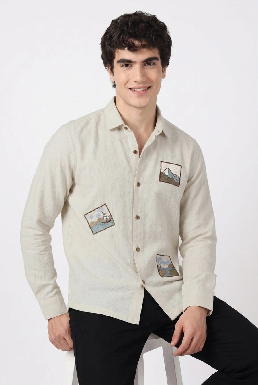 Wanderlust Sketch Premium Embroidered Shirt