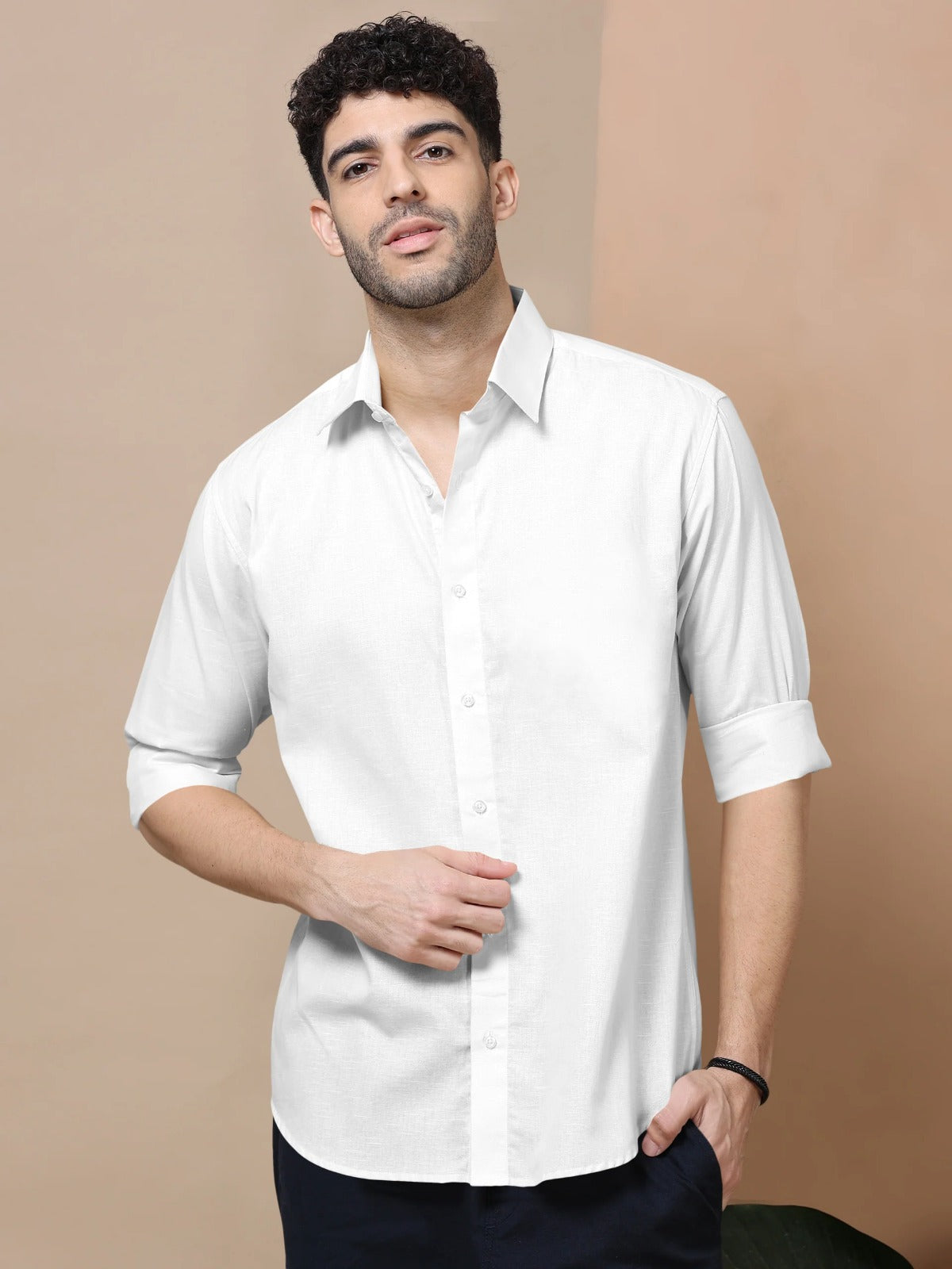 Men Slim Fit Solid Casual Shirt