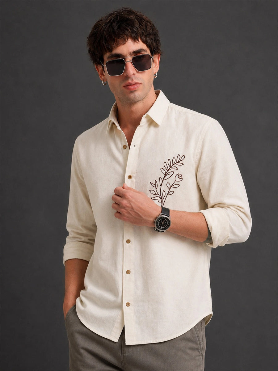 LEAF EMBROIDERY SHIRT