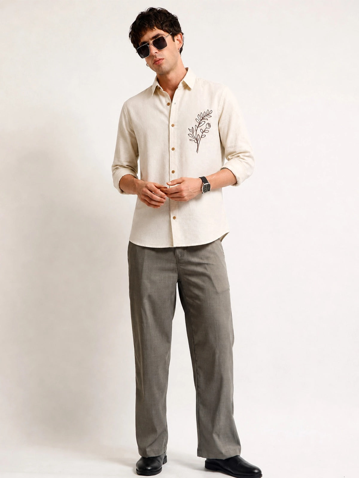 LEAF EMBROIDERY SHIRT