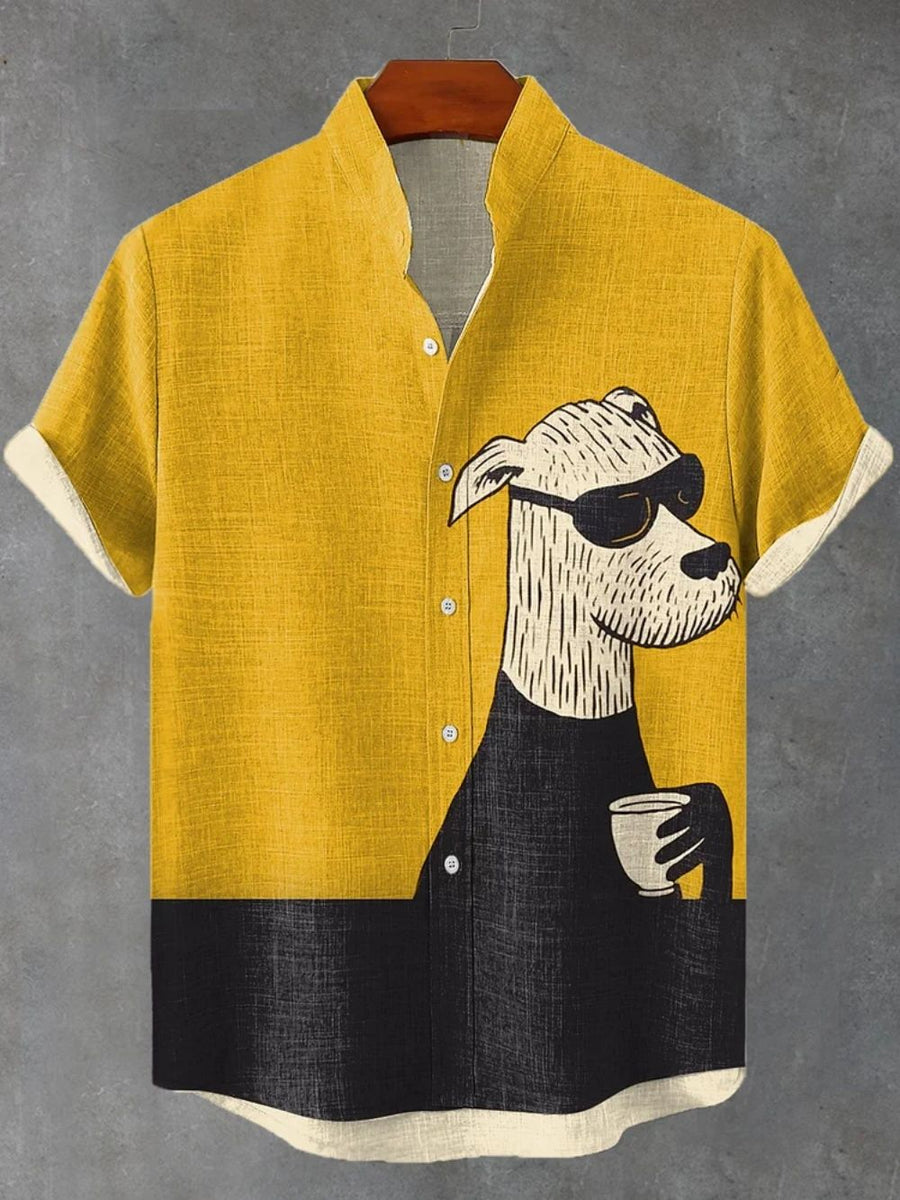 Men's Sunglasses Dog Graphic Short Sleeve Shirt