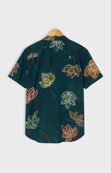 Men's All-Over Maple Leaf Print Short Sleeve Vacation Shirt